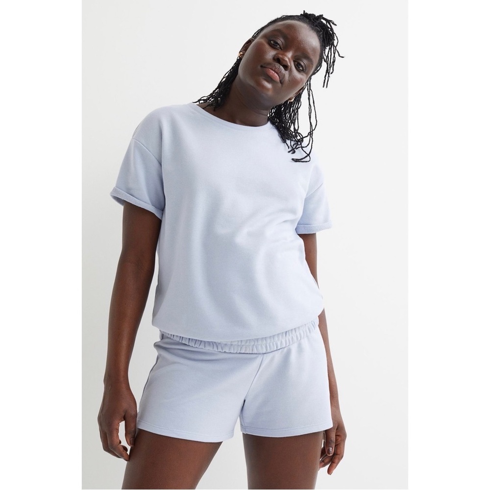 NWT H&M Mama short sleeve sweatshirt, light blue, size XL